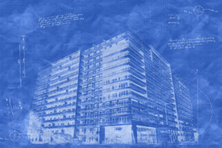 Large Condominium Building Sketch Blueprint Image - Colorful Royalty-Free Stock Images and Animations at Budget Price