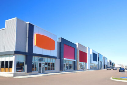 Modern Strip Mall Building - Colorful Royalty-Free Stock Images and Animations at Budget Price