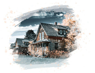 Vintage Wooden Houses on White - Colorful Royalty-Free Stock Images and Animations at Budget Price