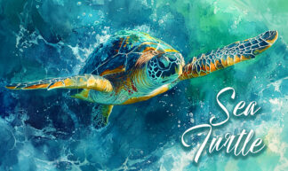 Sea Turtle - Rough Water Swim Art Image