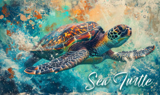 Sea Turtle - Underwater Splash Art Image